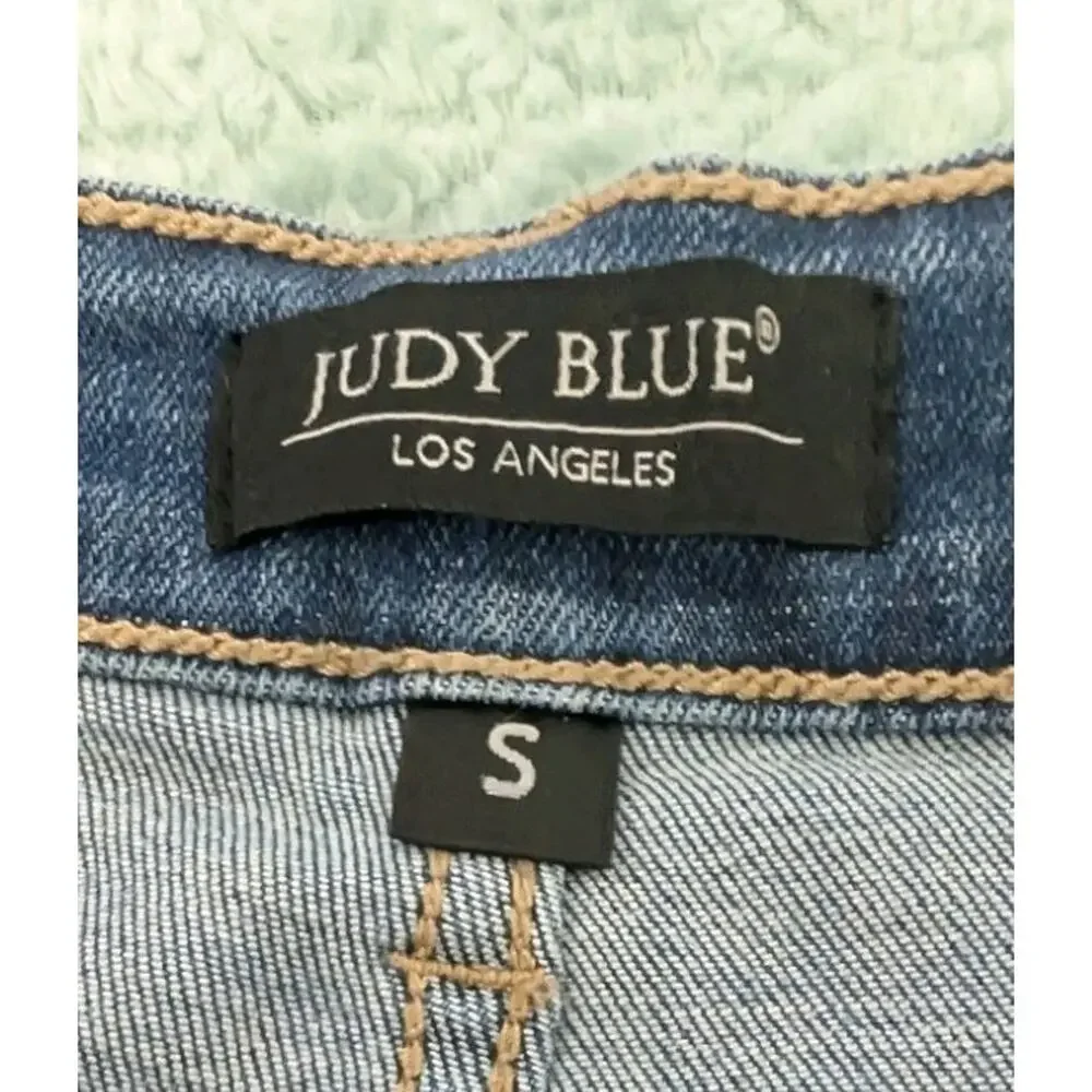 Judy Blue Distressed Cut Off Denim Shorts Stretch Frayed Hem Button